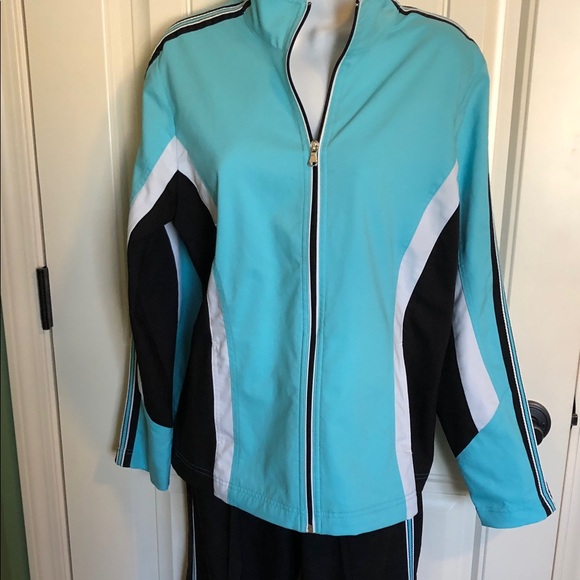 Women's Aqua and Black Track Suit - Picture 2 of 6